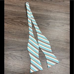 Robert Talbott NWT White & Aqua Stripe Bowtie